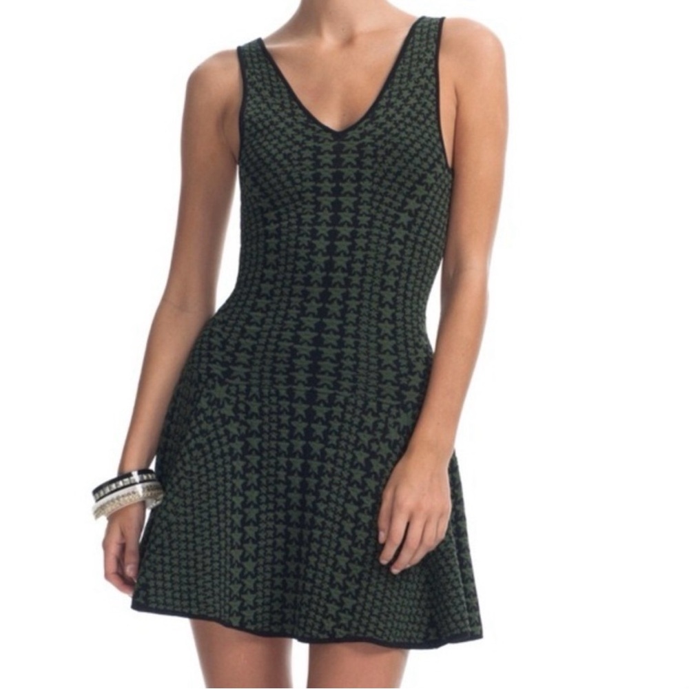 Torn by Ronny Kobo Green/Black Star Fit & Flare Dress